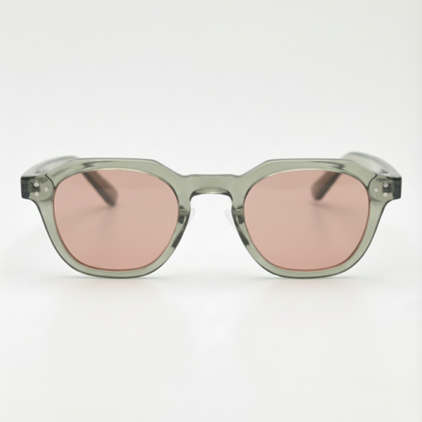 Gafas FL41 con tinte rosado - Montura geométrica verde transparente de TR90 3