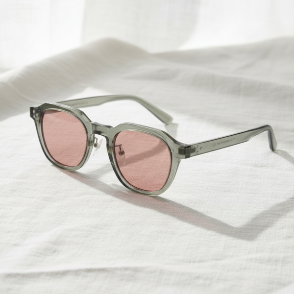 Gafas FL41 con tinte rosado - Montura geométrica verde transparente de TR90 2