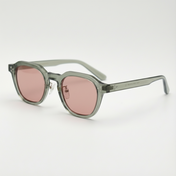 Gafas FL41 con tinte rosado - Montura geométrica verde transparente de TR90 1