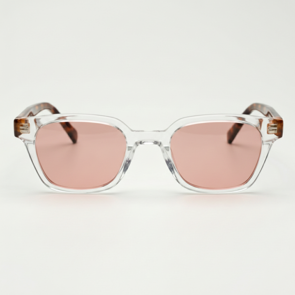 Gafas FL41 con tinte rosado - Montura cuadrada transparente de acetato 3
