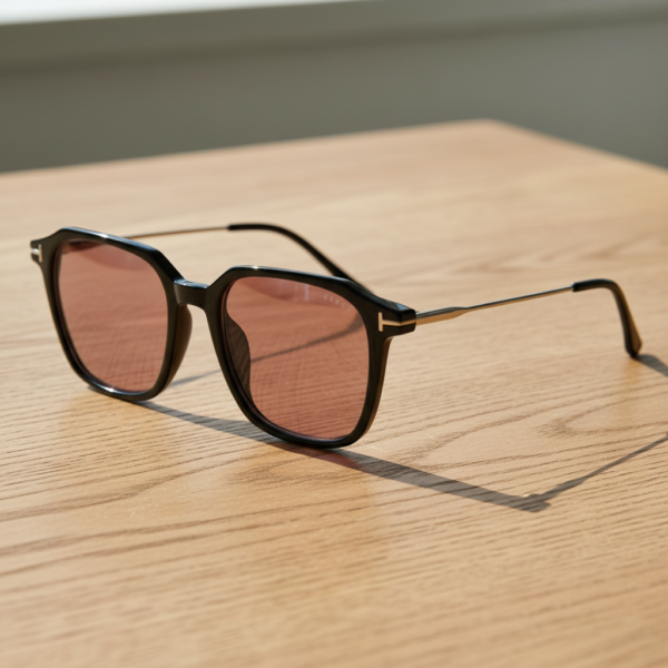 Gafas FL41 con tinte rosado - Montura rectangular negra de TR90 2