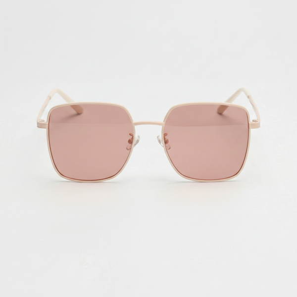 Gafas FL41 con tinte rosado - Montura cuadrada dorada de metal 3