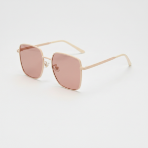 Gafas FL41 con tinte rosado - Montura cuadrada dorada de metal 1