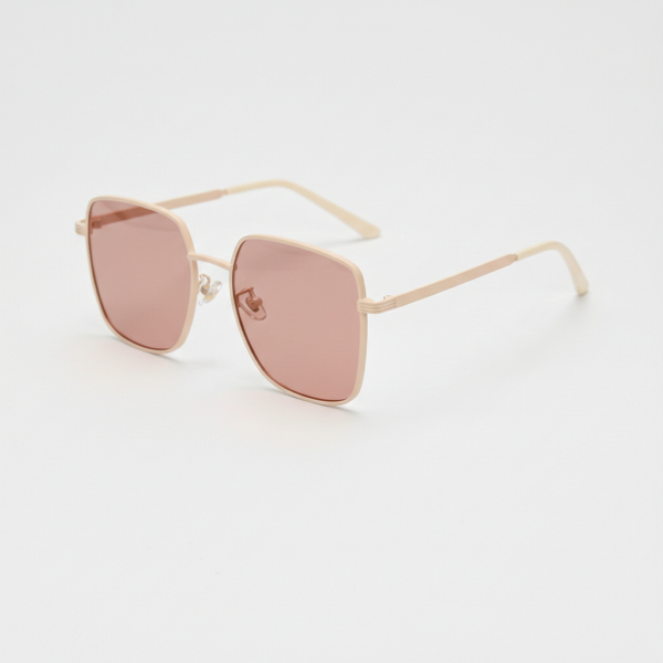 Gafas FL41 con tinte rosado - Montura cuadrada dorada de metal 1