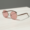 Gafas FL41 con tinte rosado - Montura redonda dorada de metal 2