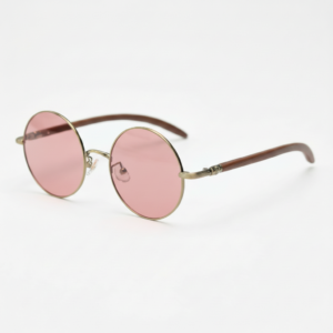 Gafas FL41 con tinte rosado - Montura redonda dorada de metal 1