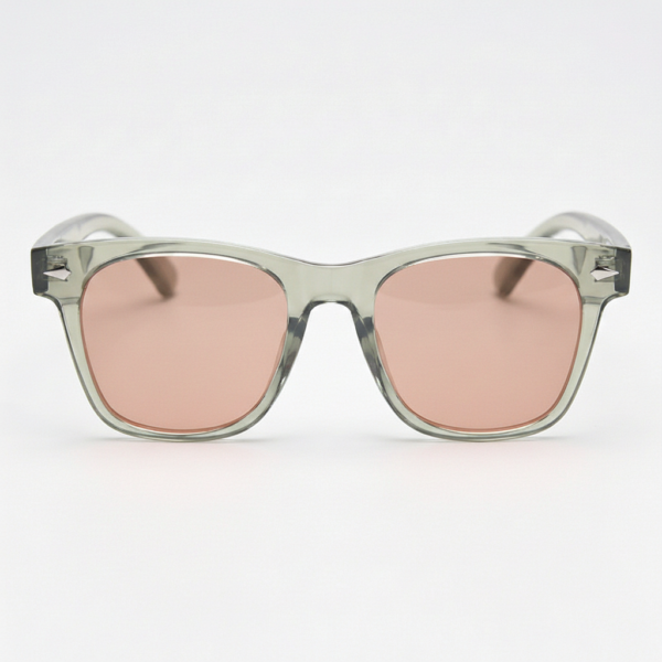 Gafas FL41 con tinte rosado - Montura rectangular verde de TR90 3