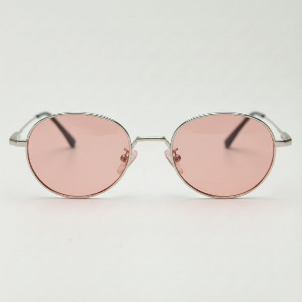 Gafas FL41 con tinte rosado - Montura redonda plateada de acero inoxidable 3