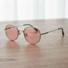 Gafas FL41 con tinte rosado - Montura redonda plateada de acero inoxidable 2
