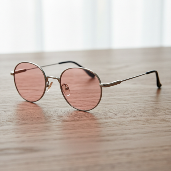 Gafas FL41 con tinte rosado - Montura redonda plateada de acero inoxidable 2