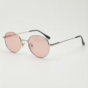 Gafas FL41 con tinte rosado - Montura redonda plateada de acero inoxidable 1