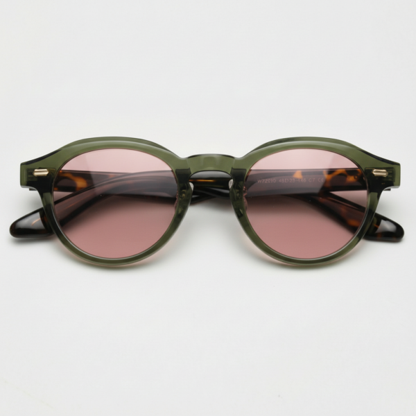Gafas FL41 con tinte rosado - Montura redonda verde oliva de TR90 3