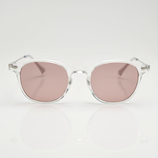 Gafas FL41 con tinte rosado - Montura redonda transparente de TR90 con ajuste más amplio 3