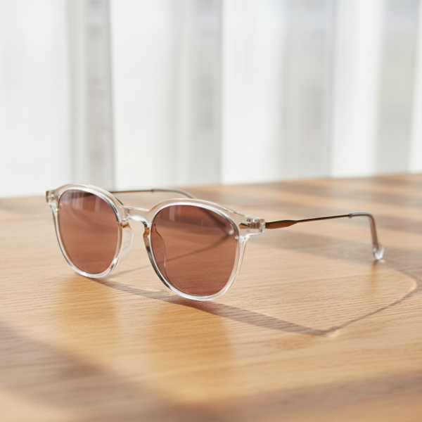 Gafas FL41 con tinte rosado - Montura redonda transparente de TR90 con ajuste más amplio 2