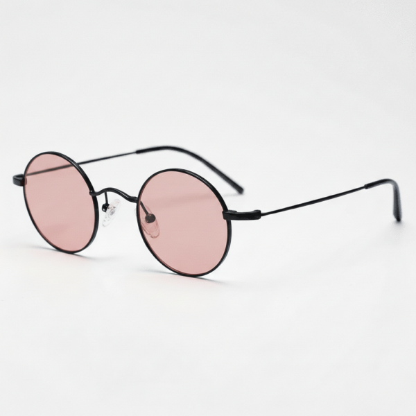 Gafas FL41 con tinte rosado - Montura redonda negra mate de titanio 1