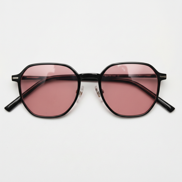 Gafas FL41 con tinte rosado - Montura cuadrada negra de TR90 3