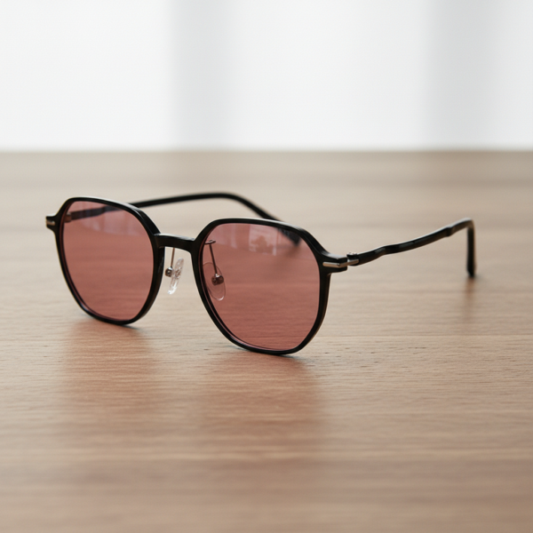 Gafas FL41 con tinte rosado - Montura cuadrada negra de TR90 2