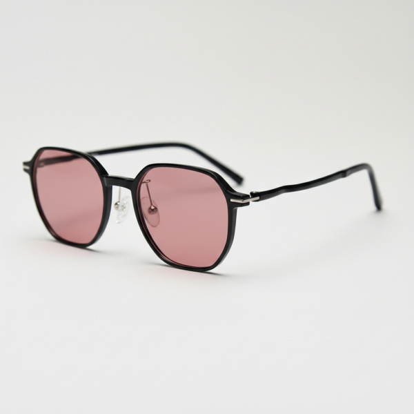 Gafas FL41 con tinte rosado - Montura cuadrada negra de TR90 1