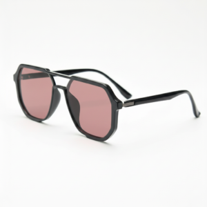 Gafas FL41 con montura geométrica negra brillante de TR90 y cristales rosados - vista 1