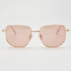 Gafas FL41 con montura metálica geométrica dorada y cristales rosados - vista 3