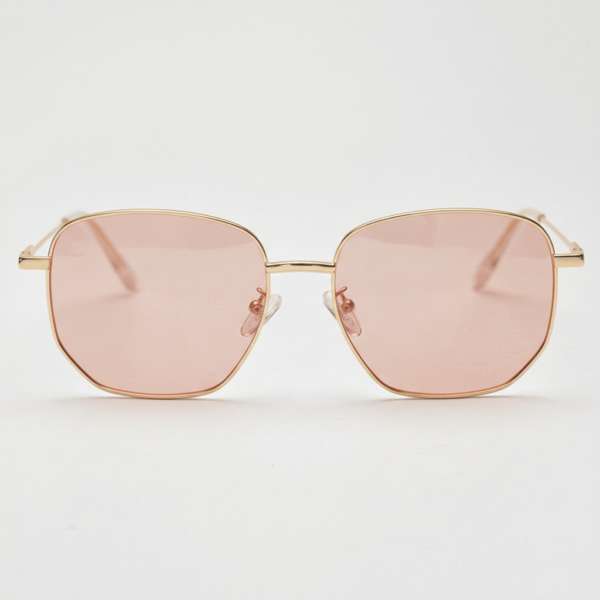 Gafas FL41 con montura metálica geométrica dorada y cristales rosados - vista 3