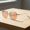 Gafas FL41 con montura metálica geométrica dorada y cristales rosados - vista 2