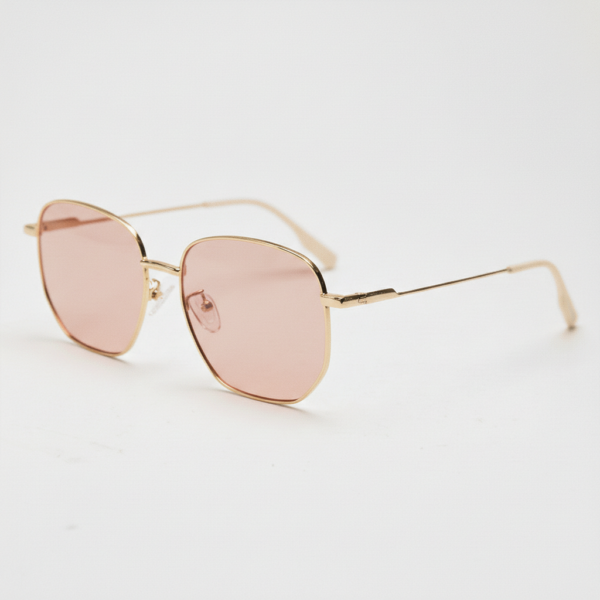 Gafas FL41 con montura metálica geométrica dorada y cristales rosados - vista 1