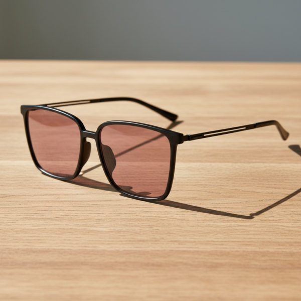 Gafas FL41 con montura cuadrada negra brillante de TR90 y cristales rosados - vista 2