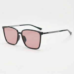 Gafas FL41 con tinte rosado - Montura cuadrada negra brillante de TR90 1 Gafas FL41 con tinte rosado - Montura cuadrada negra brillante de TR90 1