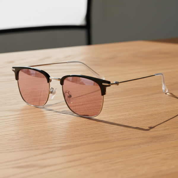 Gafas FL41 con tinte rosado - Montura browline plateada de TR90 2