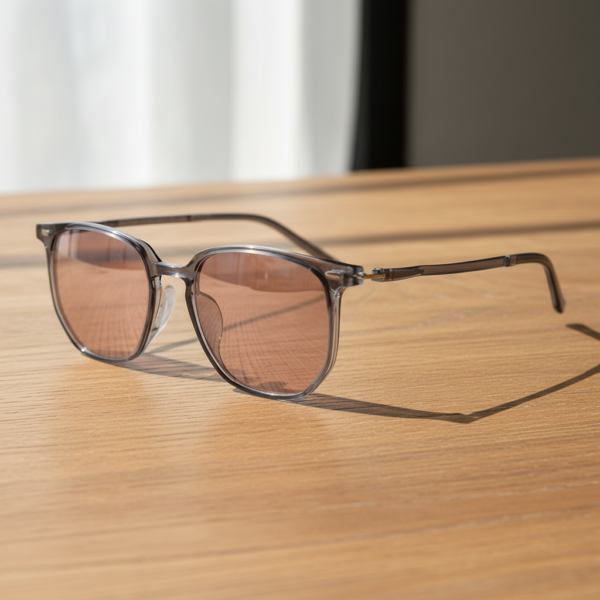 Gafas FL41 con montura geométrica gris transparente de TR90 y cristales rosados - vista 2