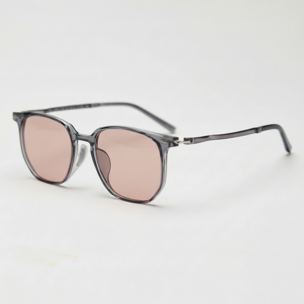 Gafas FL41 con montura geométrica gris transparente de TR90 y cristales rosados - vista 1
