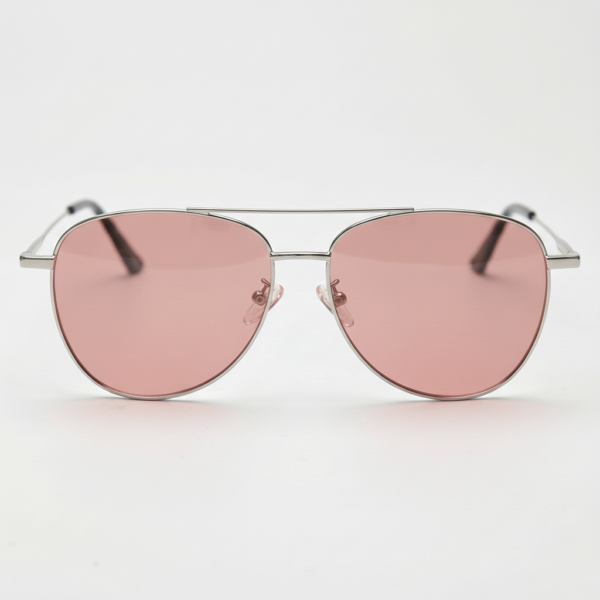 Gafas FL41 con tinte rosado - Montura aviador plateada de metal 3