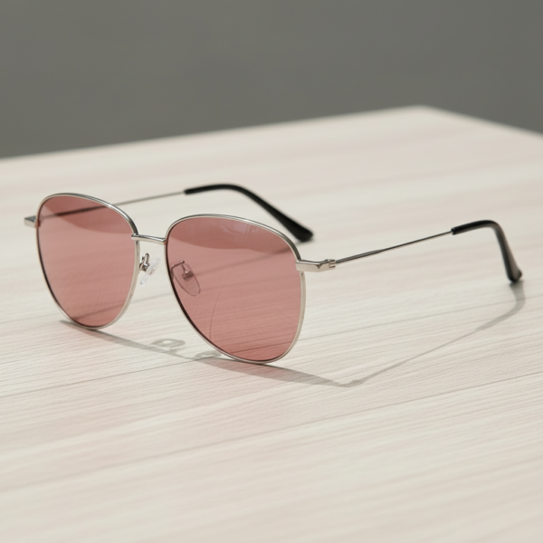 Gafas FL41 con tinte rosado - Montura aviador plateada de metal 2