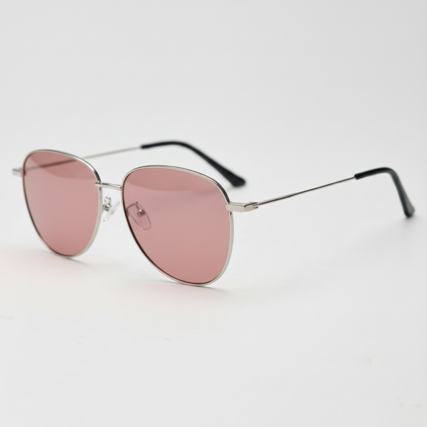Gafas FL41 con tinte rosado - Montura aviador plateada de metal 1